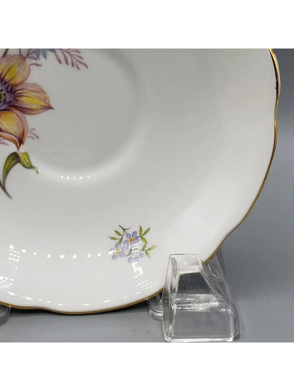 VTG Royal Ascot Teacup & Saucer Orange Purple Flower Bone China England Gold